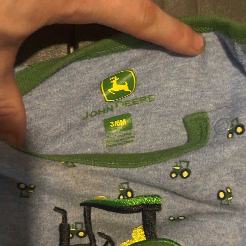 John Deere Baby Onesie with Tractor Design